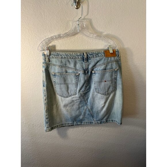 Y2k Tommy Hilfiger Jean distressed skirt size 10 - Picture 3 of 5